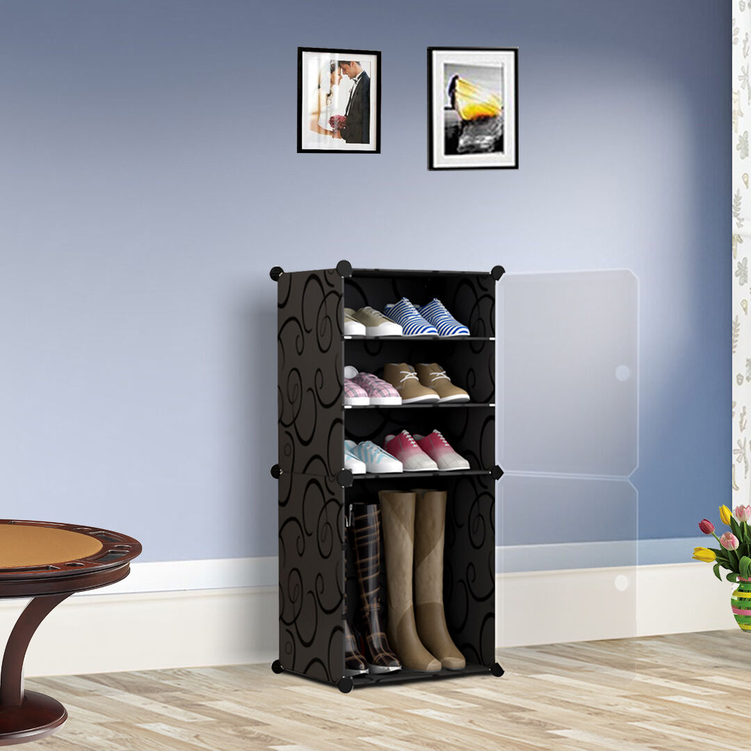 4 Tier Shoe Rack Organizer Sneaker Footwear Storage Stackable Stand Cabinet Portable Wardrobe with Cover Price
