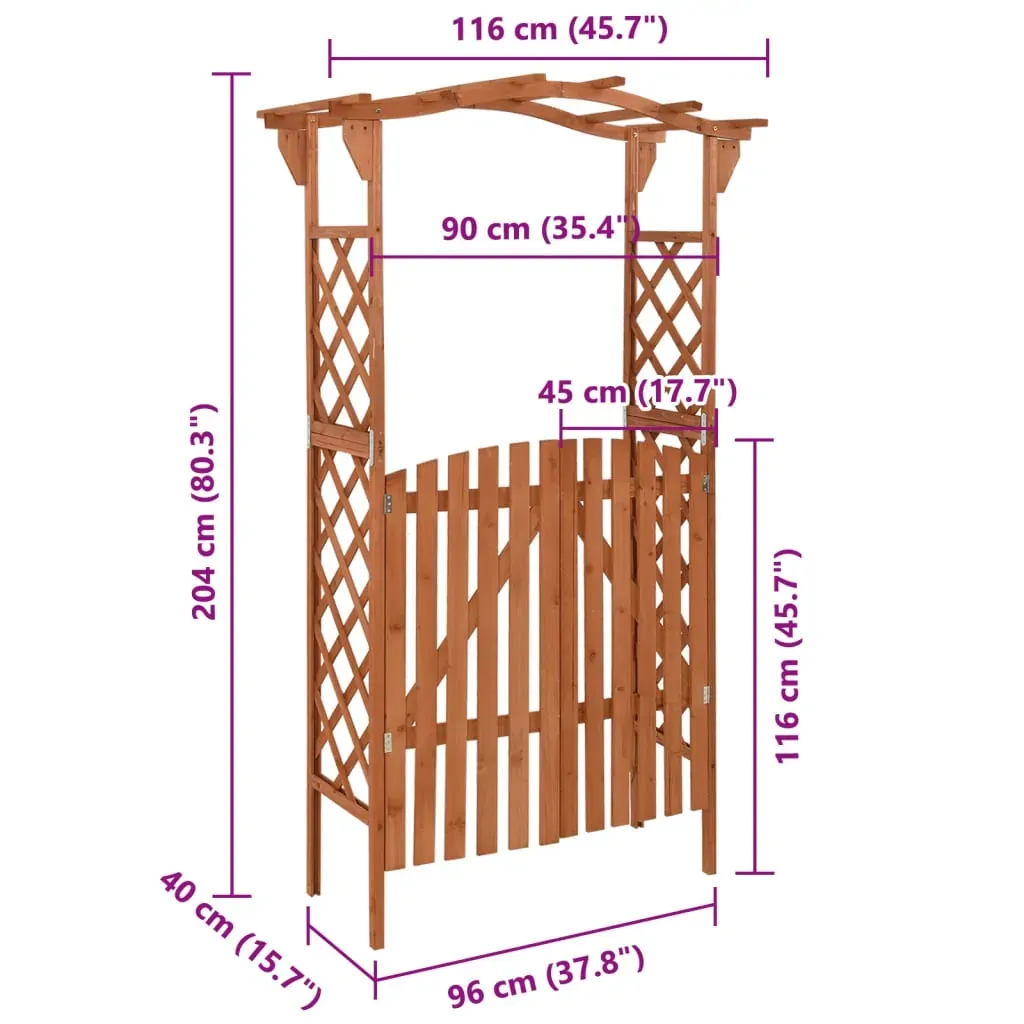 Pergola with Gate 116x40x204 cm Solid Firwood Price