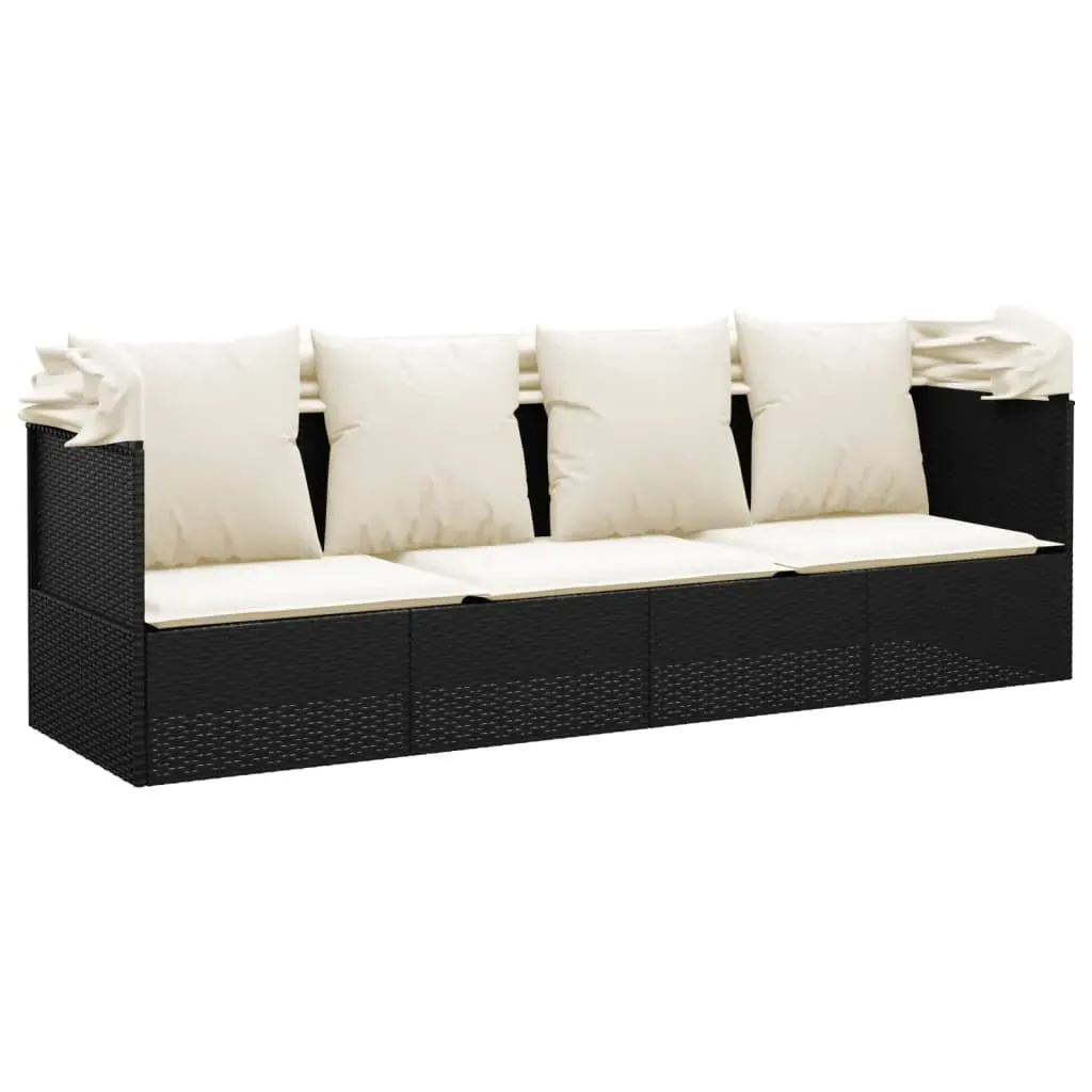 Outdoor Lounge Bed with Roof and Cushions Poly Rattan Price