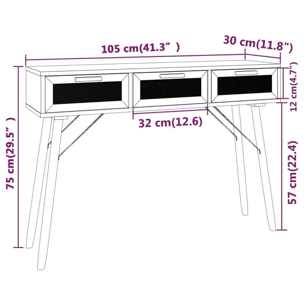 Console Table 105x30x75 cm Solid Wood Pine&Natural Rattan Price