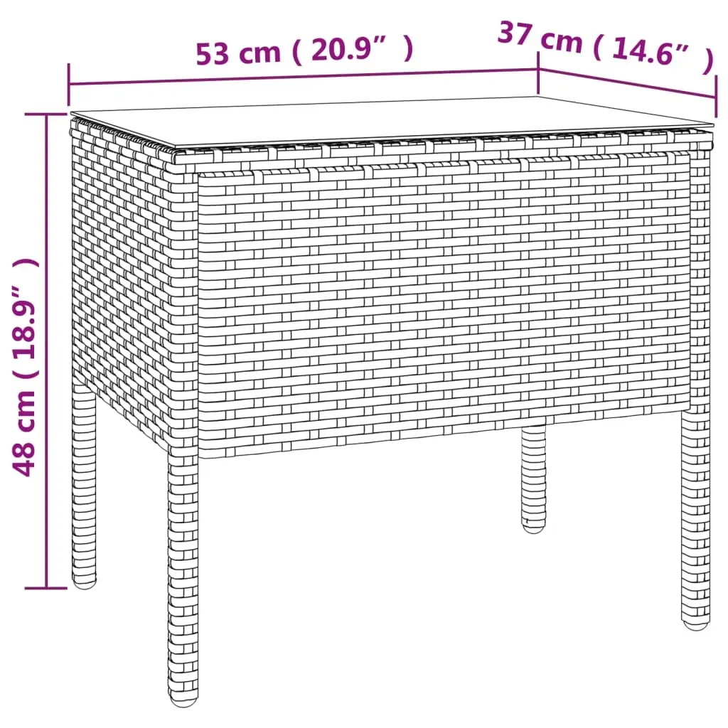 Side Table 53x37x48 cm Poly Rattan and Tempered Glass Price