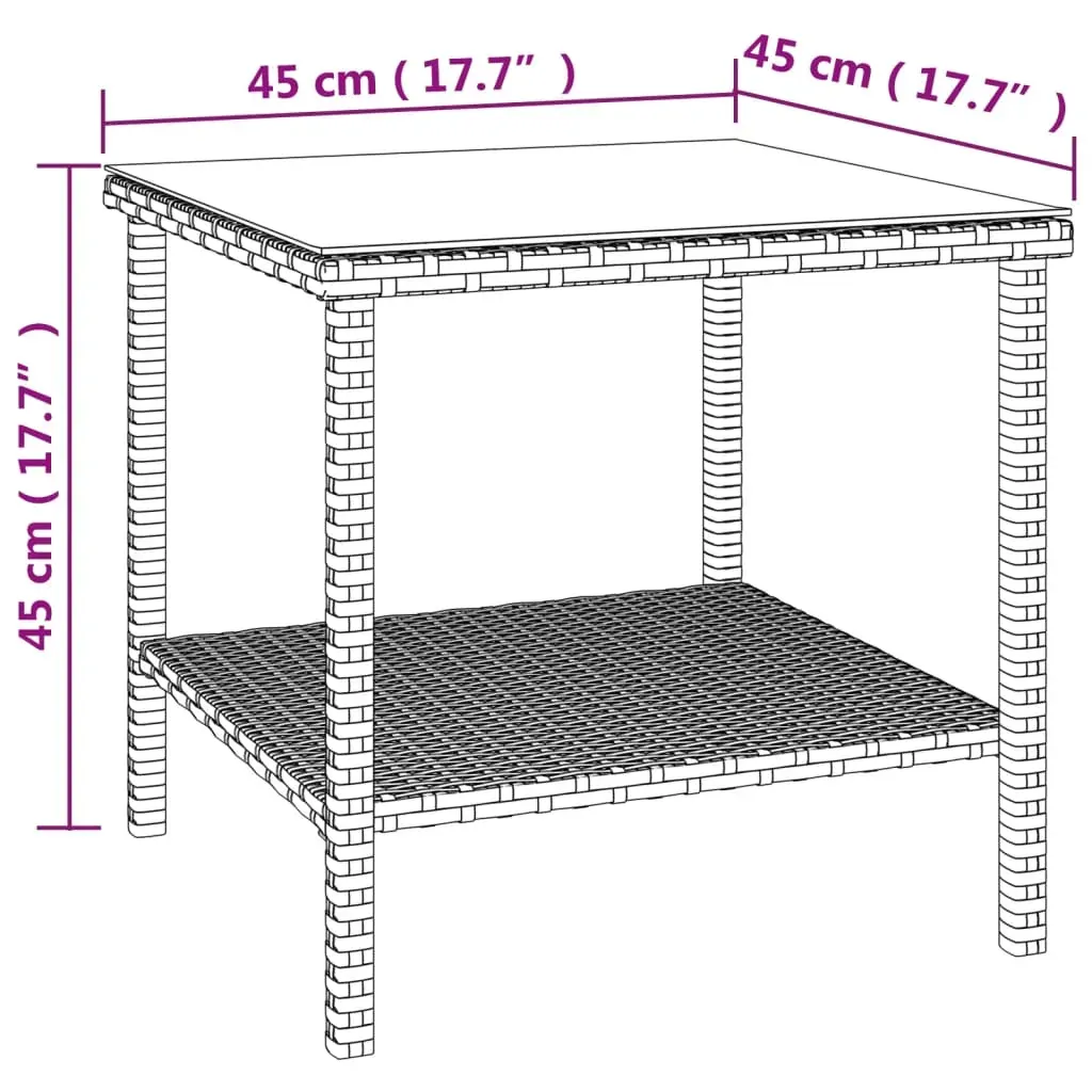 Side Table 45x45x45 cm Poly Rattan and Tempered Glass Price