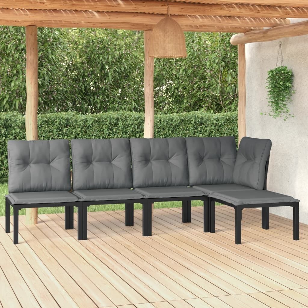 Garden Lounge Set Black and Grey Poly Rattan Price