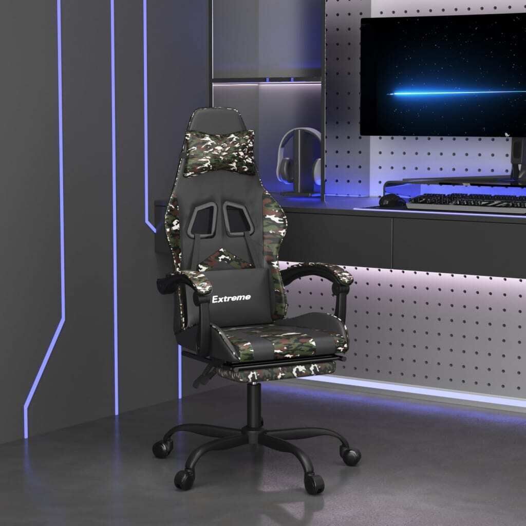 Swivel Gaming Chair with Footrest Faux Leather Price