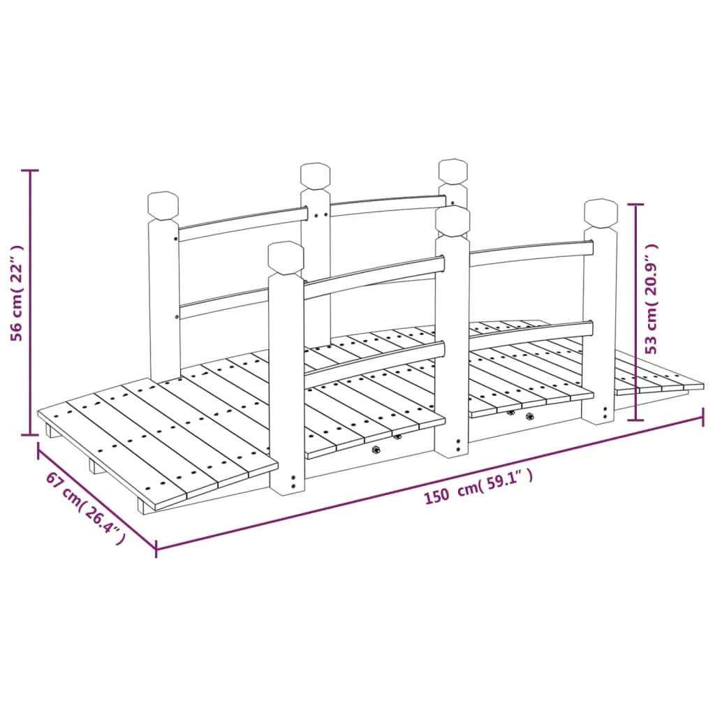 Garden Bridge With Railings 150x67x56cm Solid Wood Spruce Price