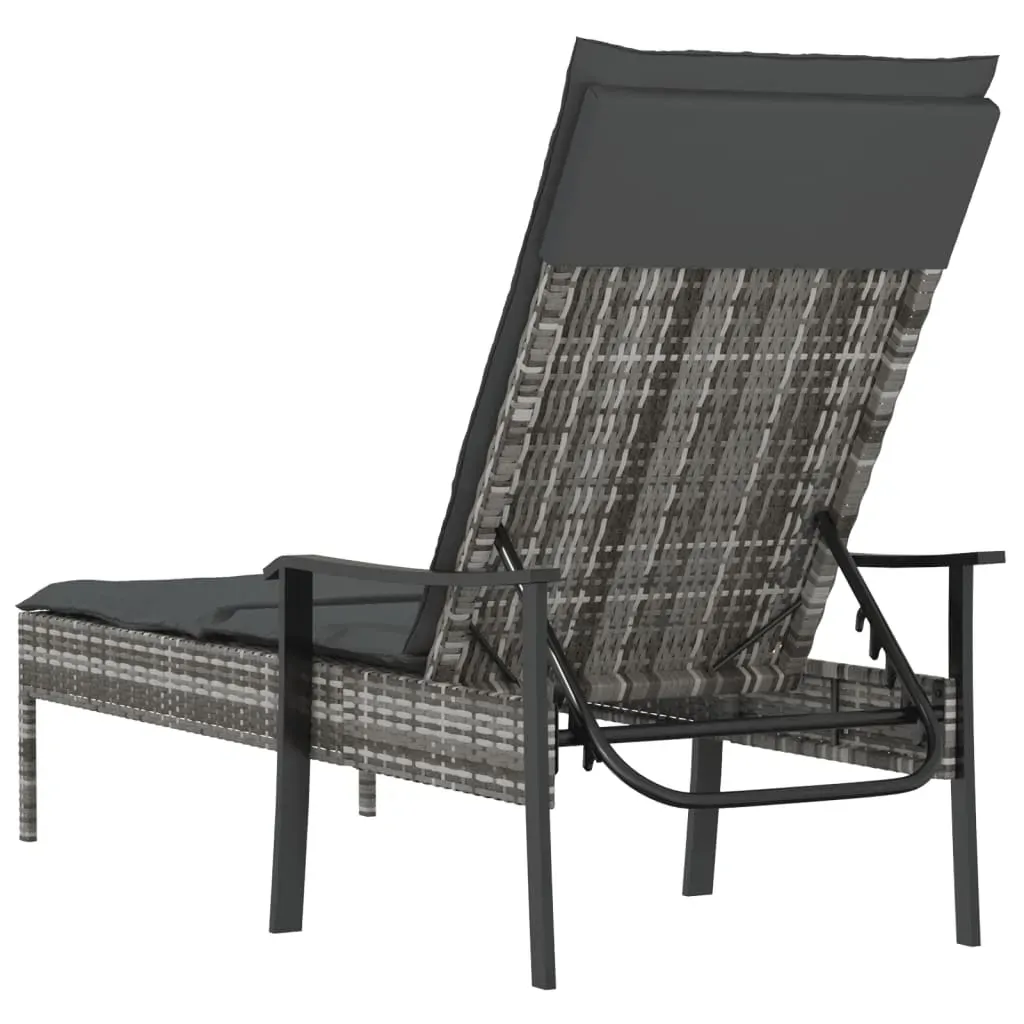 Sun Loungers & Table and Cushions Grey Poly Rattan Price