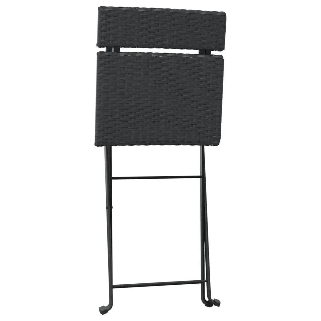 Folding Bistro Set Black Poly Rattan Price