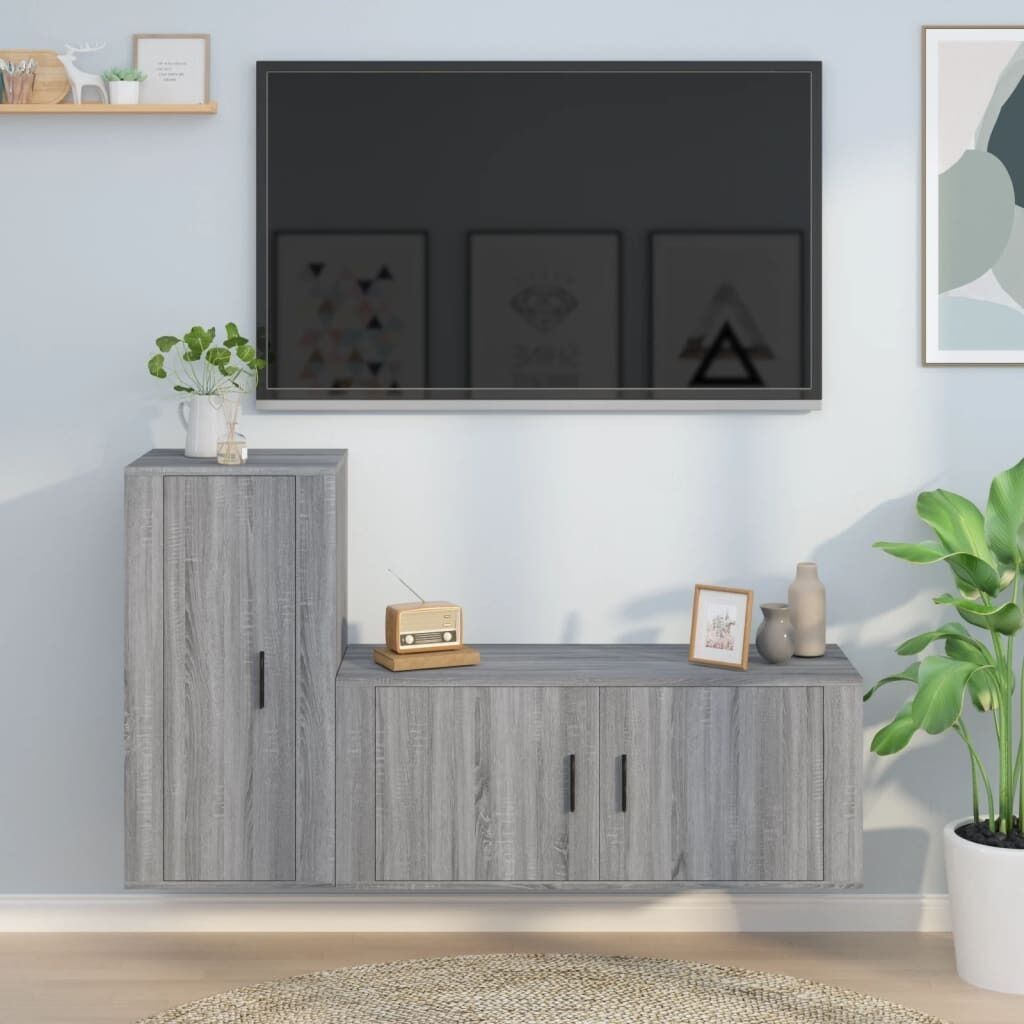 2 Piece TV Cabinet Set Engineered Wood Price
