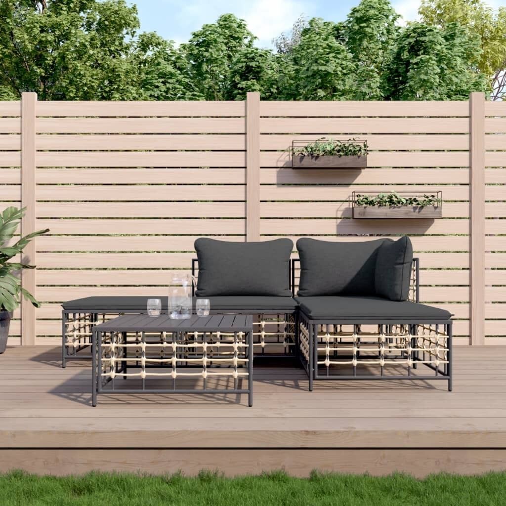 Garden Lounge Set with Cushions Anthracite Poly Rattan Price