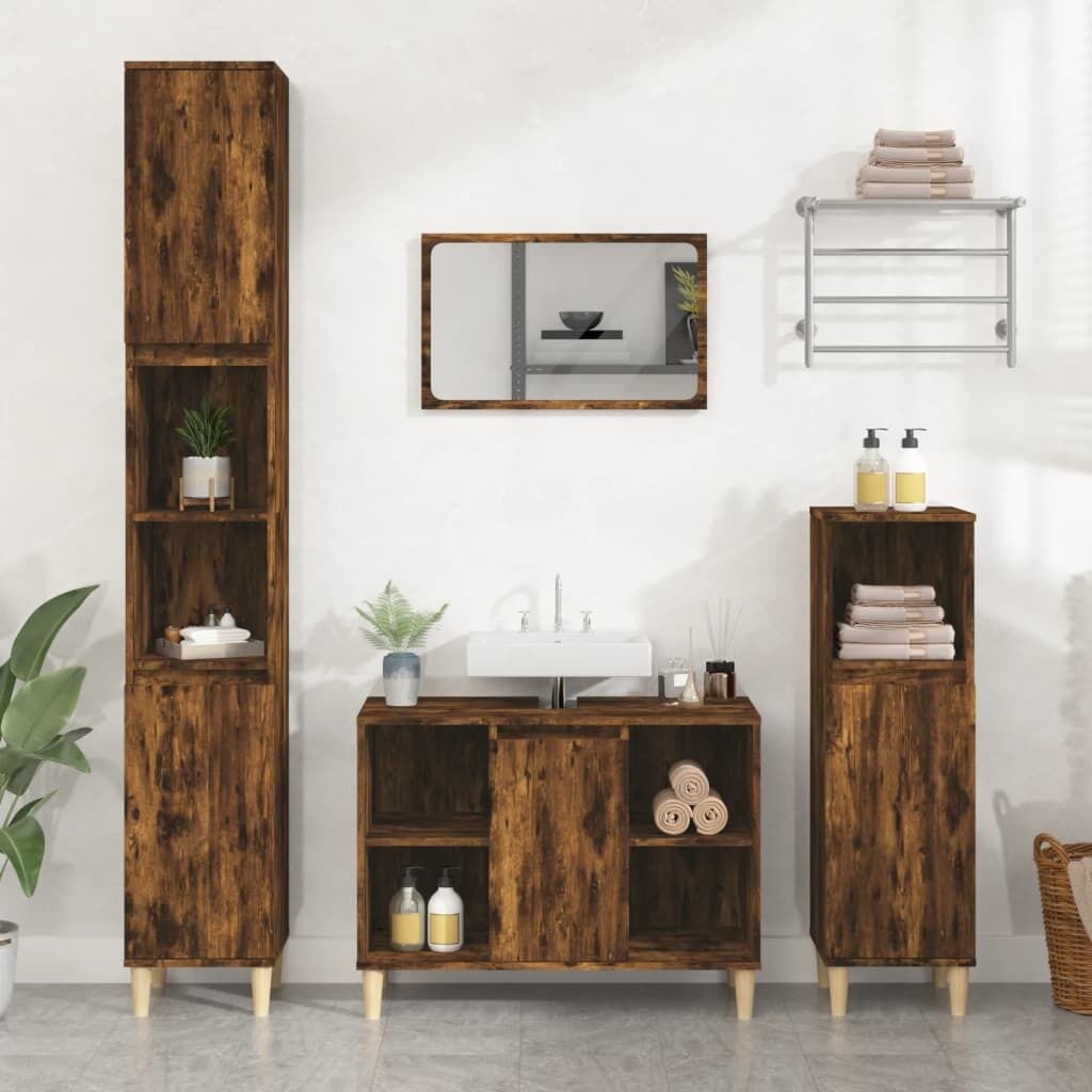 3 Piece Bathroom Furniture Set Engineered Wood Price