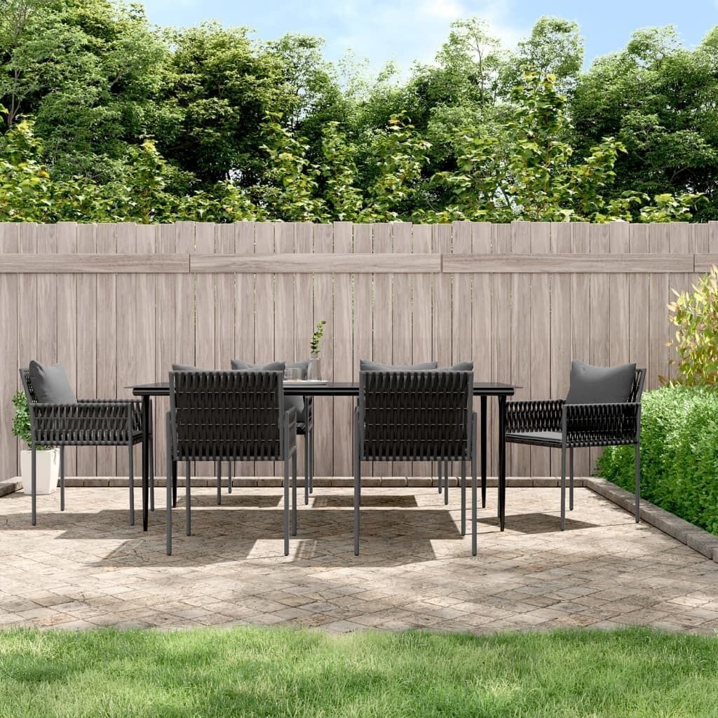 Garden Dining Set with Cushions Poly Rattan and Steel Price