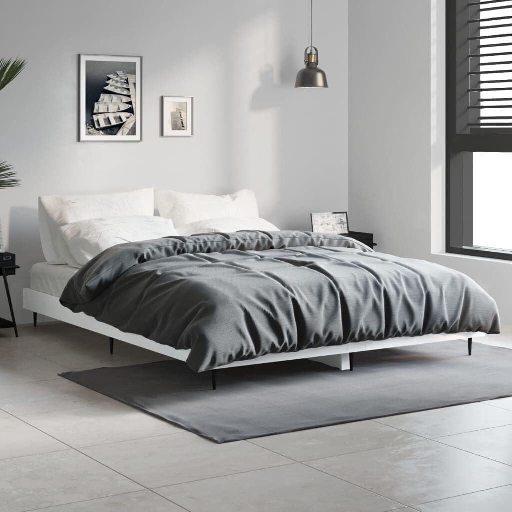 Bed Frame without Mattress White 150x200 cm Engineered Wood Price
