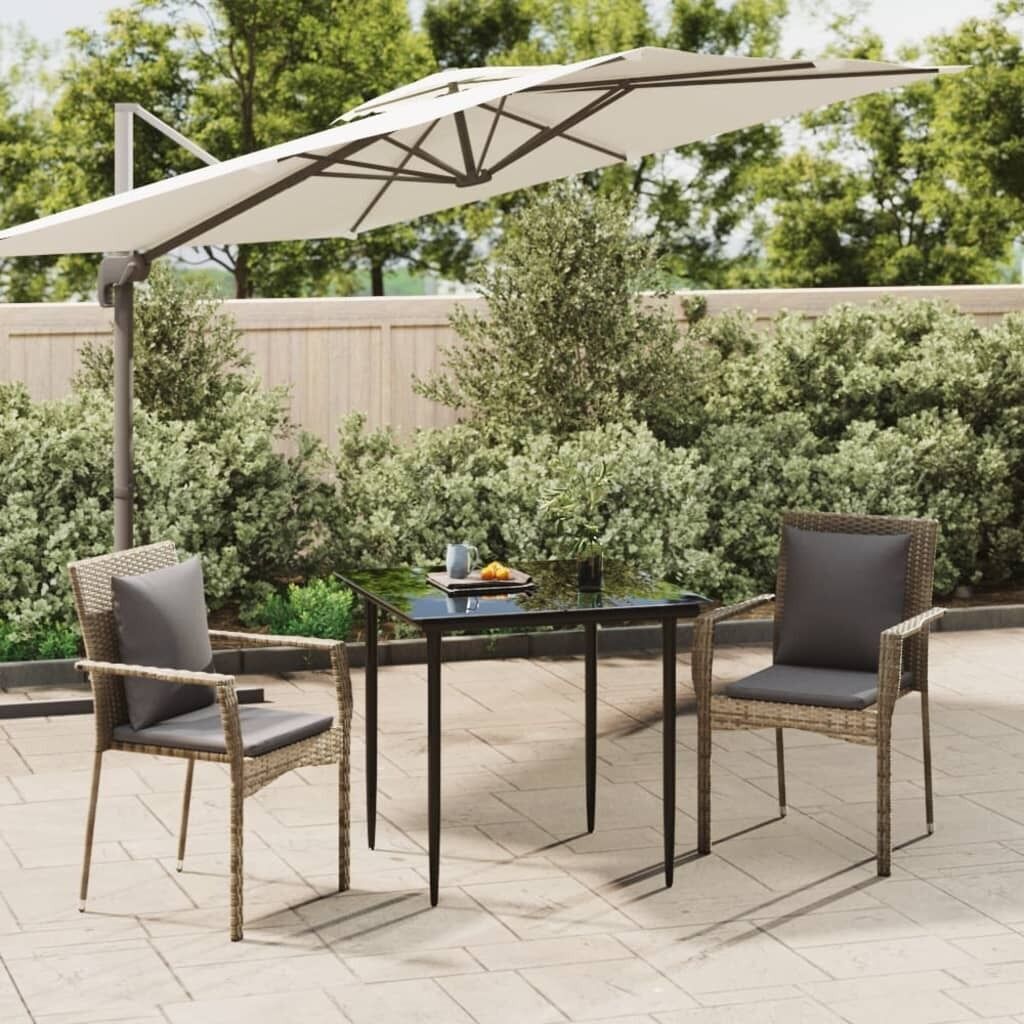 Garden Dining Set with Cushions Black Poly Rattan Price