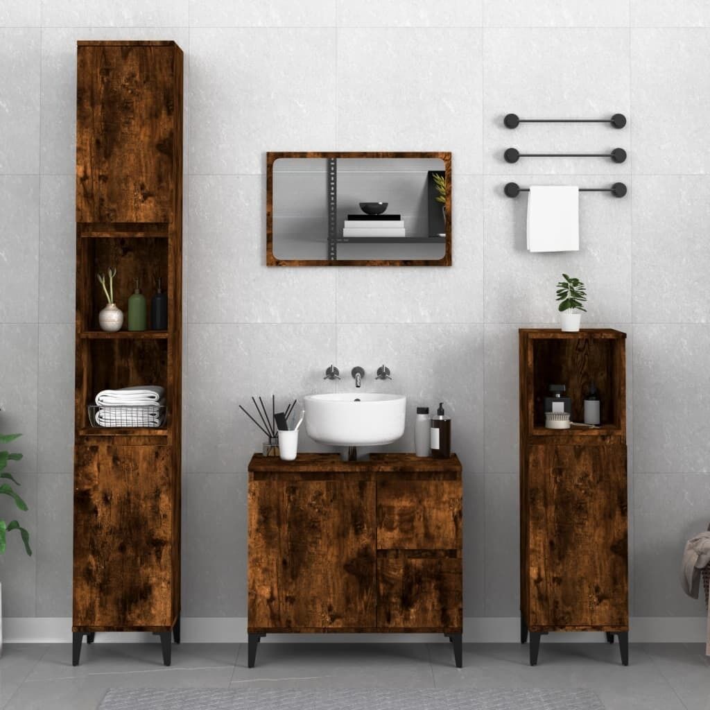 3 Piece Bathroom Cabinet Set Engineered Wood Price