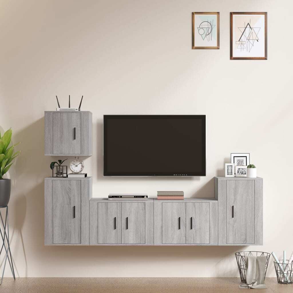 5 Piece TV Cabinet Set Engineered Wood Price