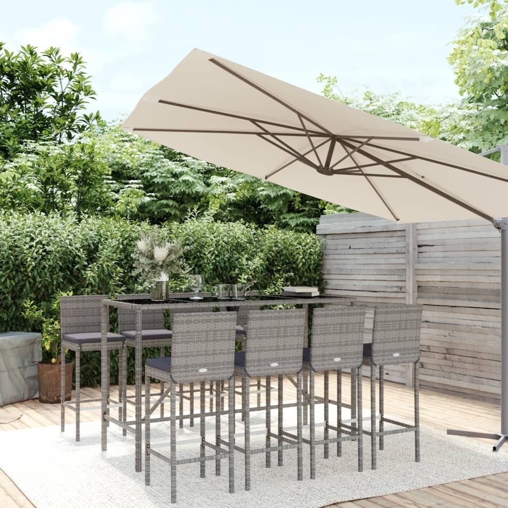 Outdoor Bar Set with Cushions Poly Rattan Price