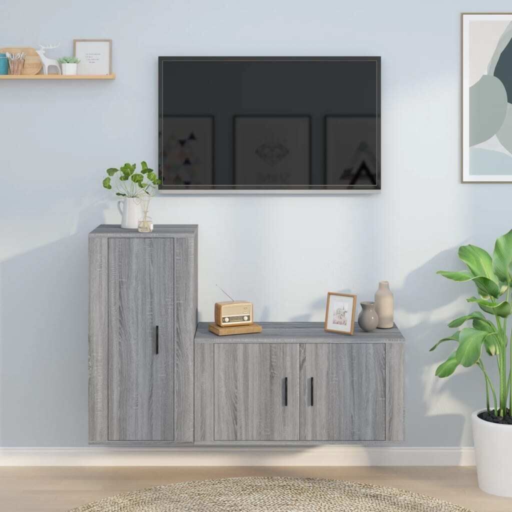 2 Piece TV Cabinet Set Engineered Wood Price