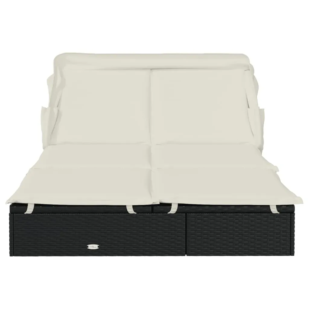 2-Person Sunbed with Foldable Roof 213x118x97 cm Poly Rattan Price