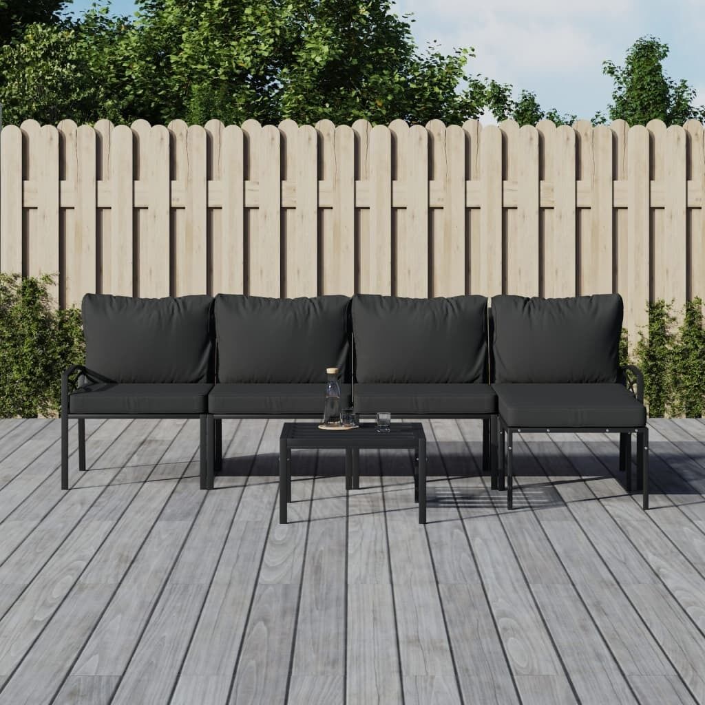 Garden Lounge Set with Grey Cushions Steel Price