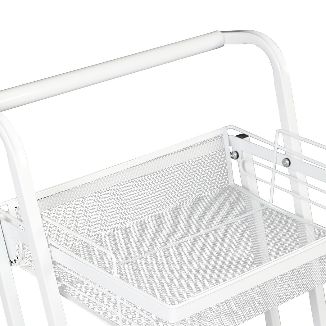3 Tier Kitchen Trolley Cart Swivel White Colour Price