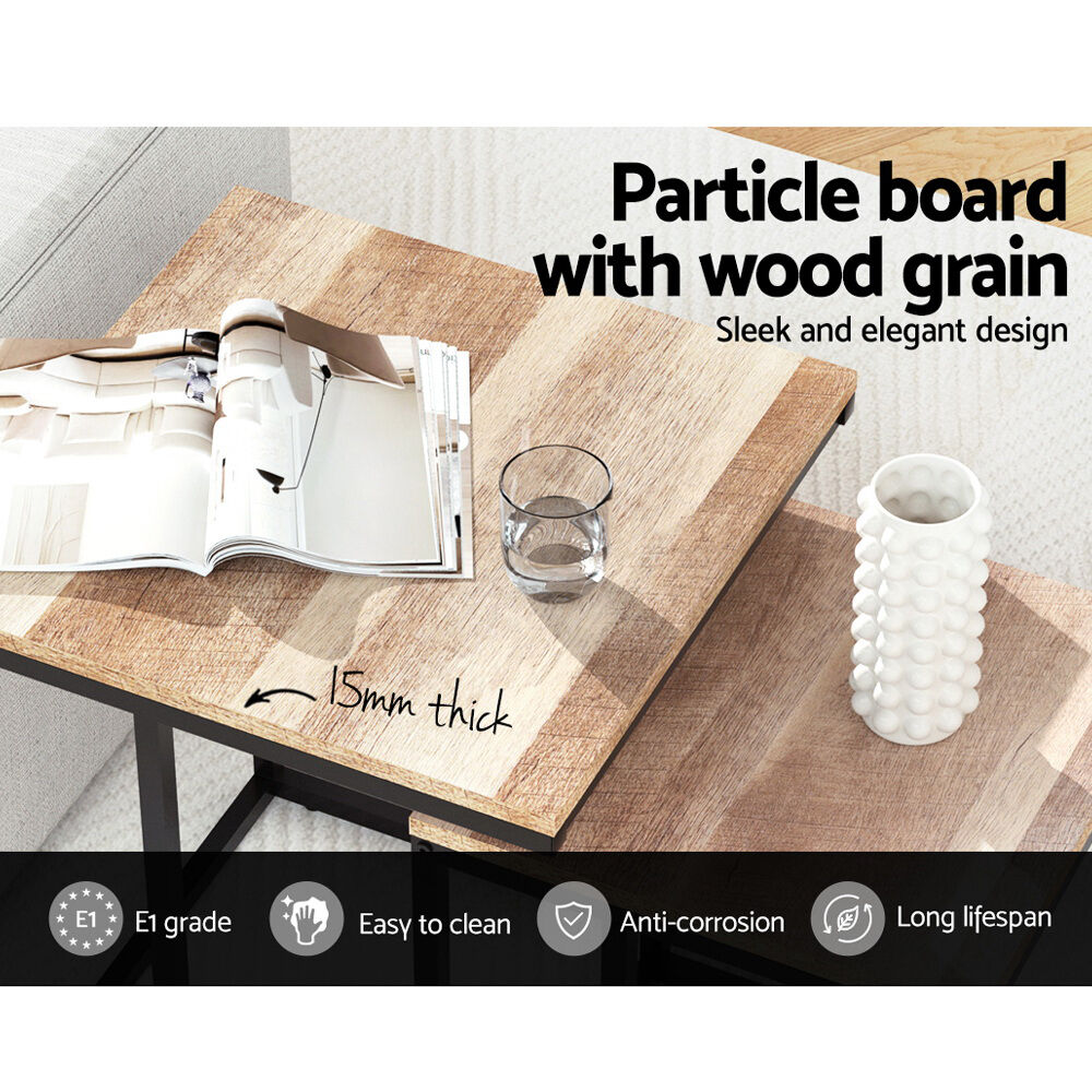 Artiss Nesting Coffee Table Sef of 2 Walnut Brok Price