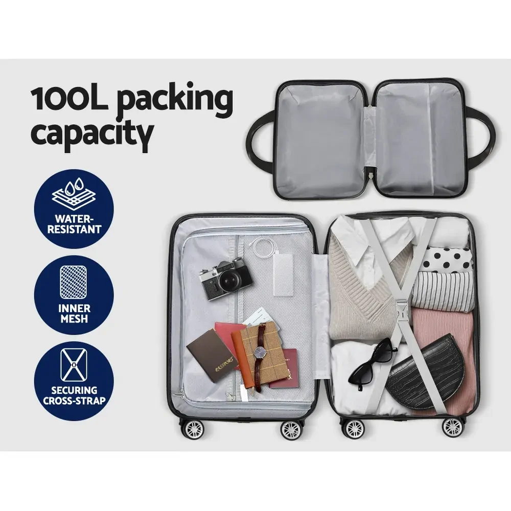 2pc Luggage 12" 20" Trolley Travel Suitcase Storage Carry On TSA Lock Dark Grey Price