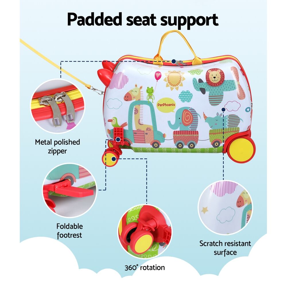 Wanderlite 17" Kids Ride On Luggage Children Suitcase Trolley Travel Zoo Price