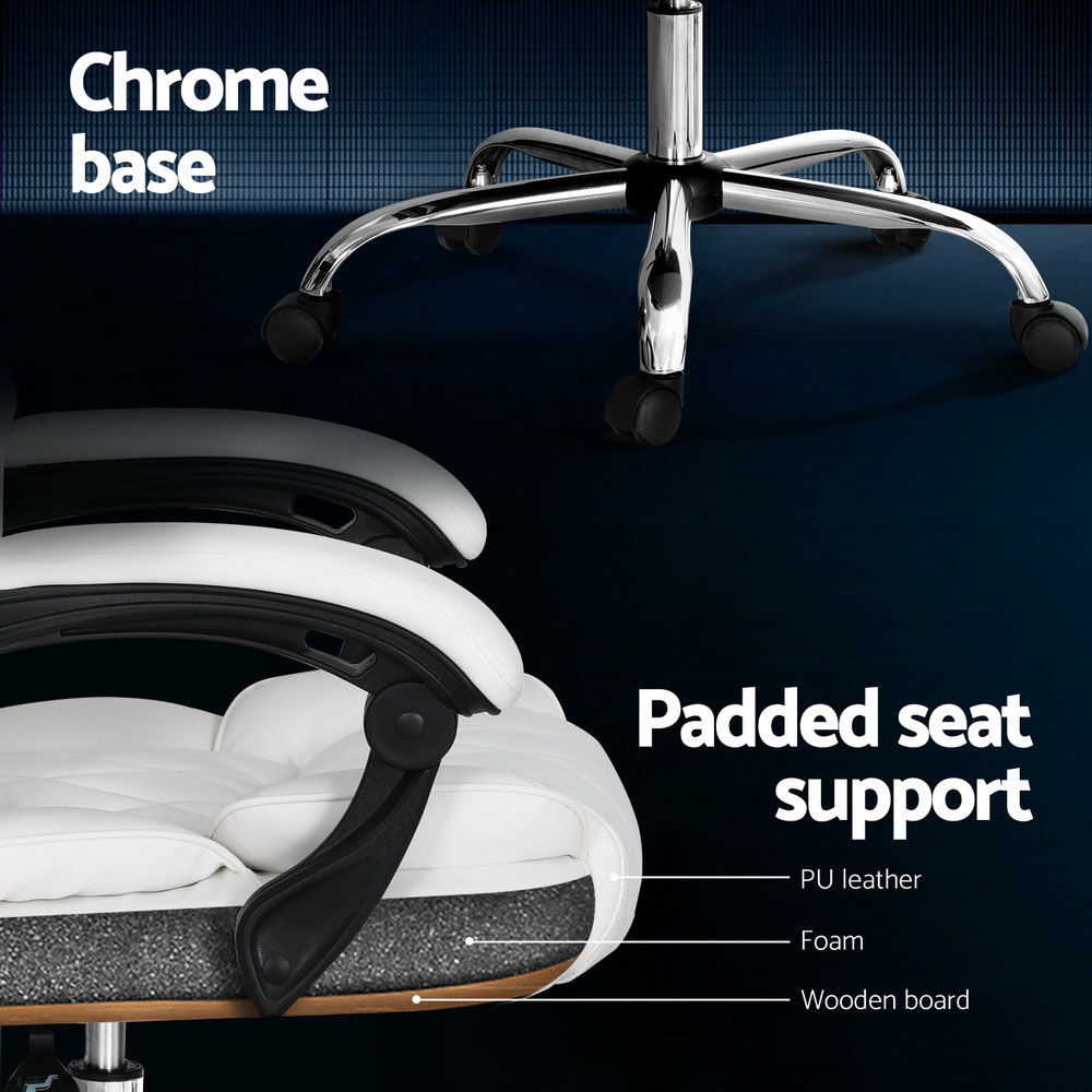Artiss Executive Office Chair Leather Recliner White Price