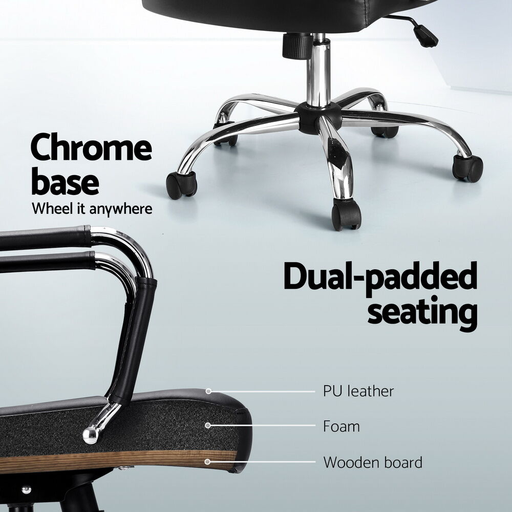 Artiss Office Chair PU Leather Mid Back Black Price