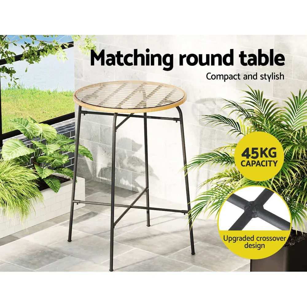 3-Piece Outdoor Bar Set Wicker Table Chairs Patio Bistro Price