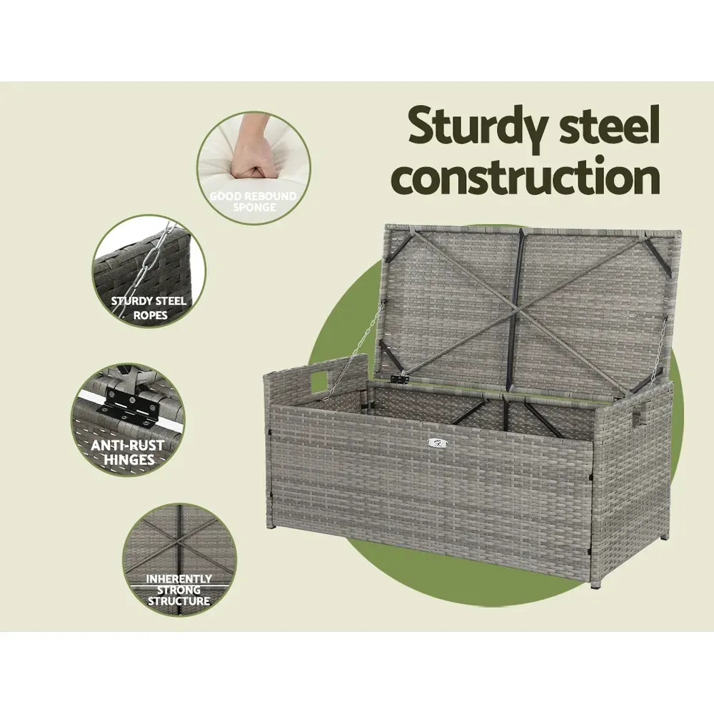 Outdoor Storage Bench Box Wicker Garden Sheds Tools Cushion Patio Furniture Grey Price