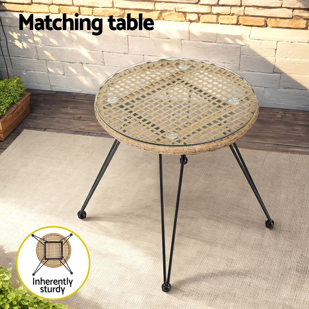 Gardeon 3PC Outdoor Furniture Bistro Set Lounge Setting Table Chairs Cushion Patio Grey Price