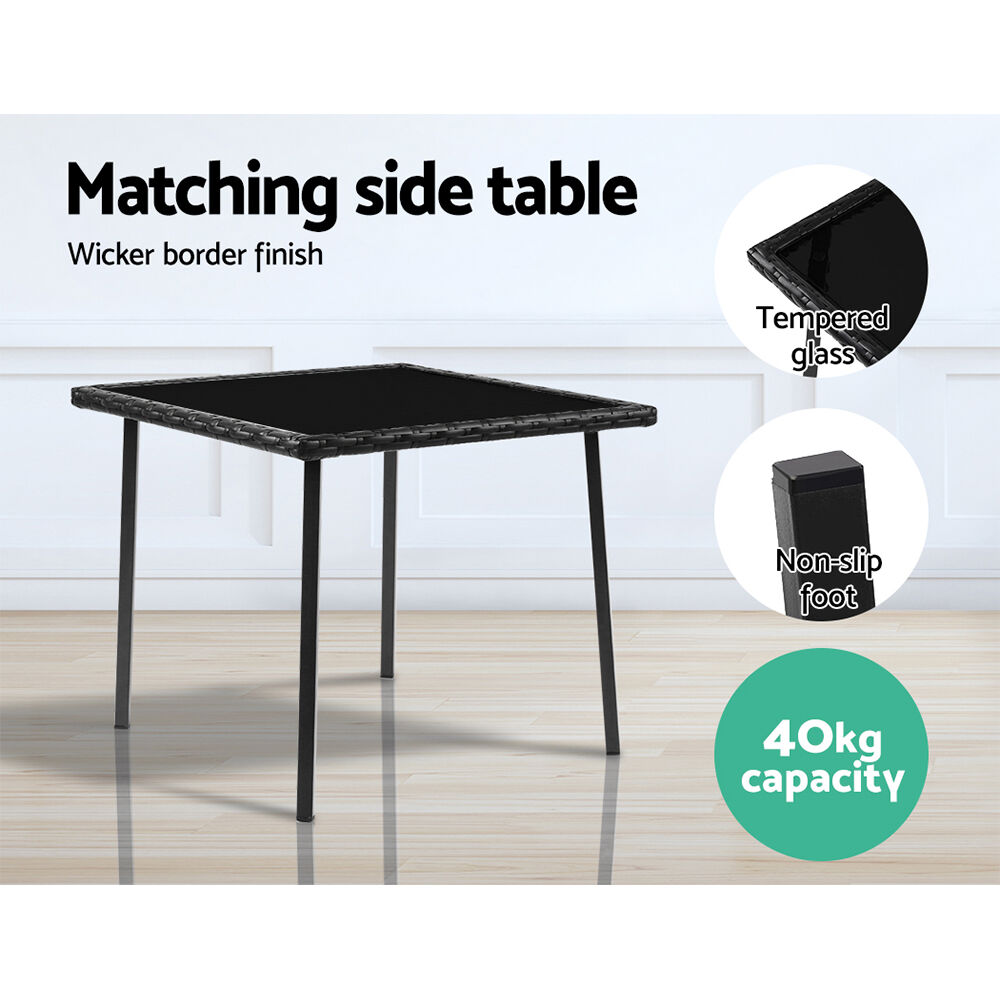 3PC Rocking Chair Table Wicker Outdoor Furniture Patio Bistro Set Black Price