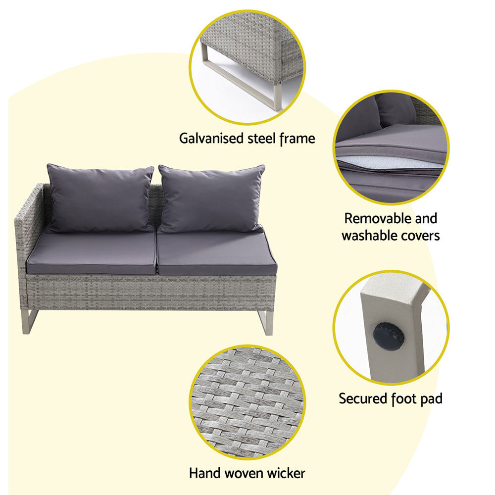 Gardeon 4-Seater Outdoor Sofa Furniture Lounge Set Wicker Setting Grey Price