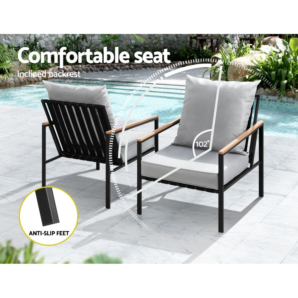 Gardeon 3PC Outdoor Furniture Bistro Set Lounge Setting Chairs Table Patio Black Price