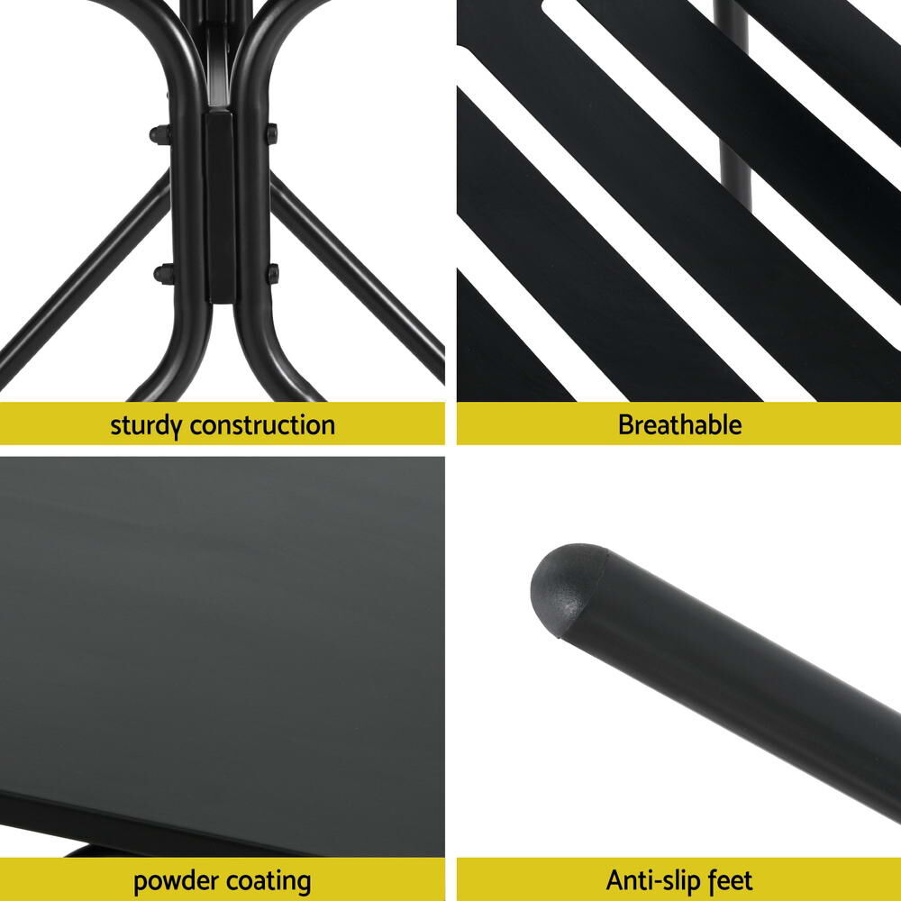 Gardeon 3PC Outdoor Bistro Set Patio Furniture Steel Table and Chairs Black Price