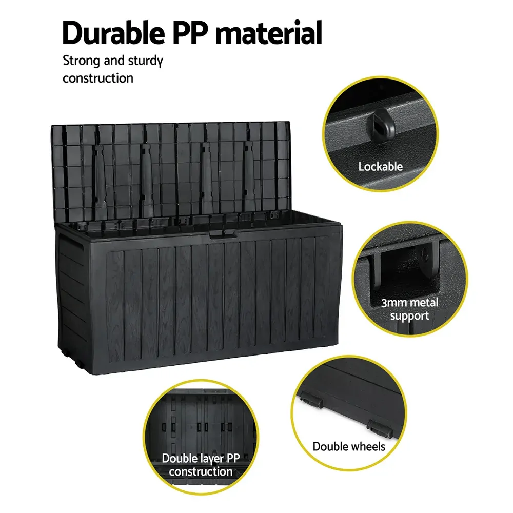 Outdoor Storage Box 220L Lockable Organiser Garden Deck Toy Shed Tool Black Price