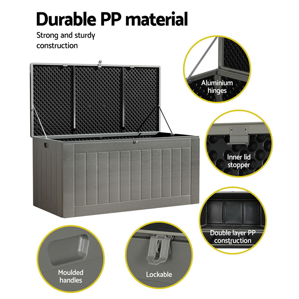 Outdoor Storage Box 830L Container Lockable Garden Bench Tool Shed Black Price