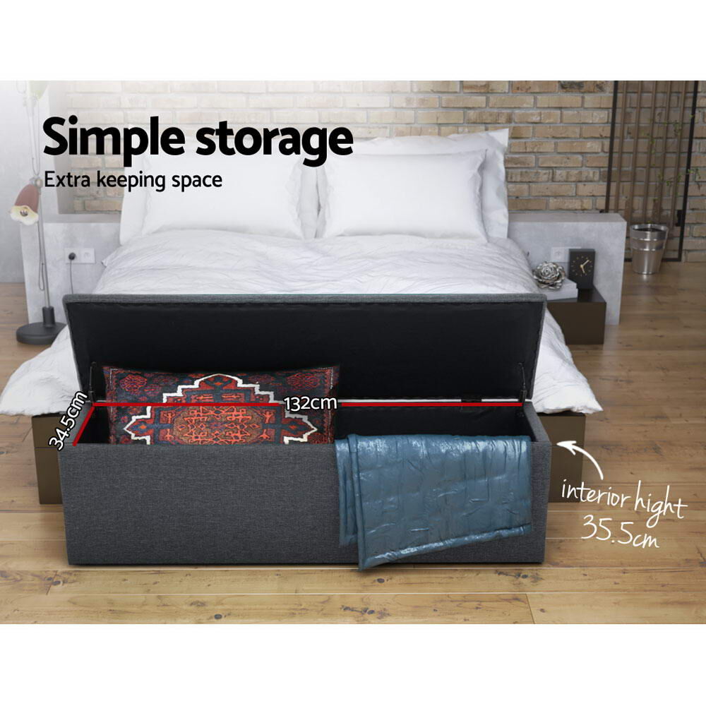 Artiss Storage Ottoman Blanket Box 140cm Linen Dark Grey Price
