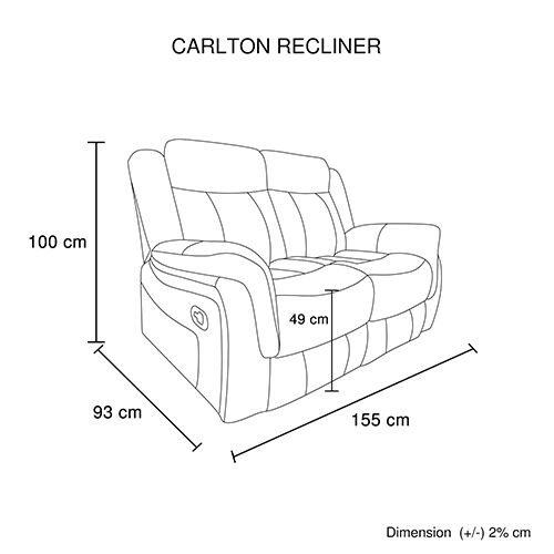 Carlton Recliner 2R Grey Fabric Power Seat Price