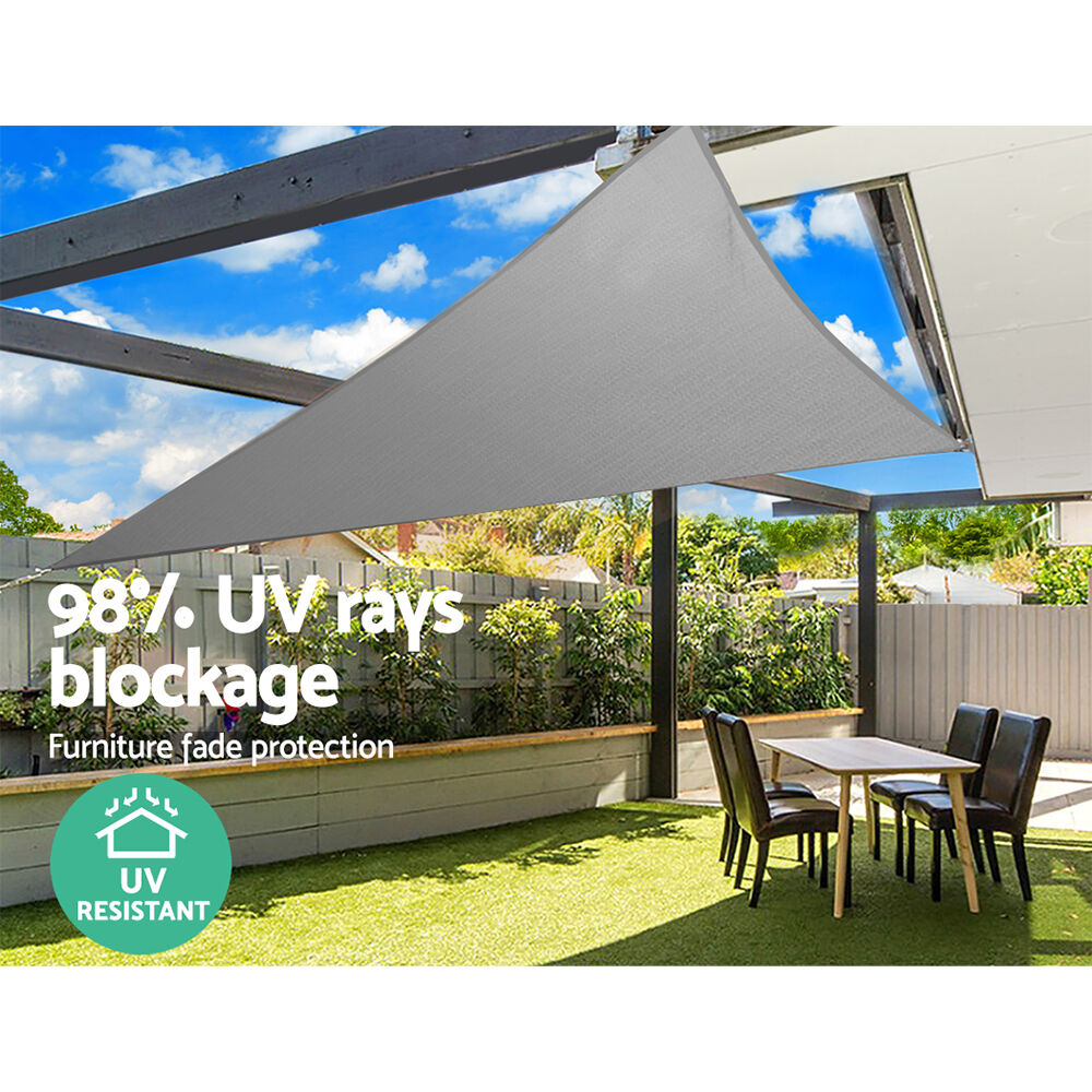 Shade Sail 5x5x5m Triangle 280GSM 98% Grey Shade Cloth Price