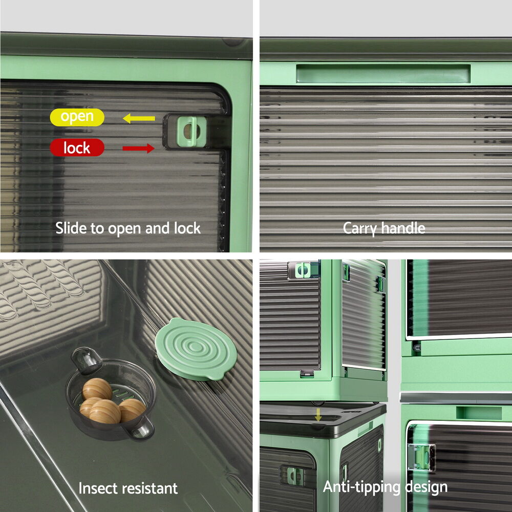 Storage Container Foldable Stackable Large 5 Sides Open Transparent 82L Price