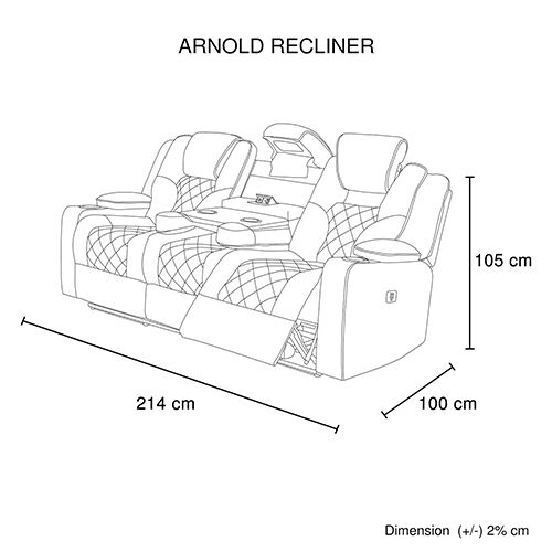 Arnold Recliner Rhino Leather 3R+1R+1R Black Price