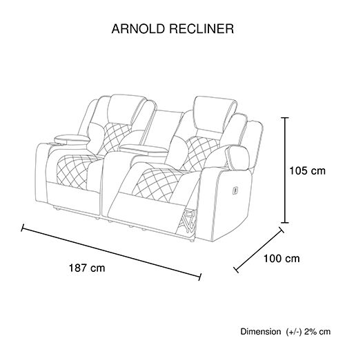 Arnold Recliner Rhino Leather 3R+2R Black Price