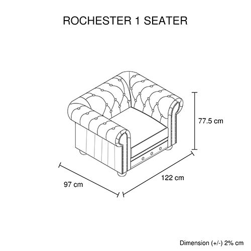 ROCHESTER SOFA 1 SEATER BROWN Price