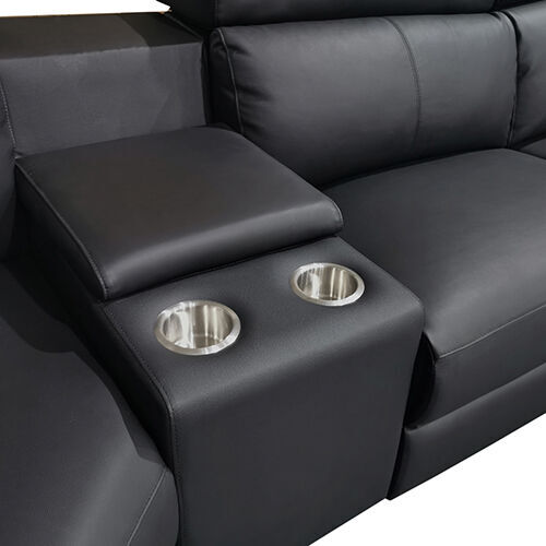 Washington Real Leather Sofa With PVC Black Colour Price