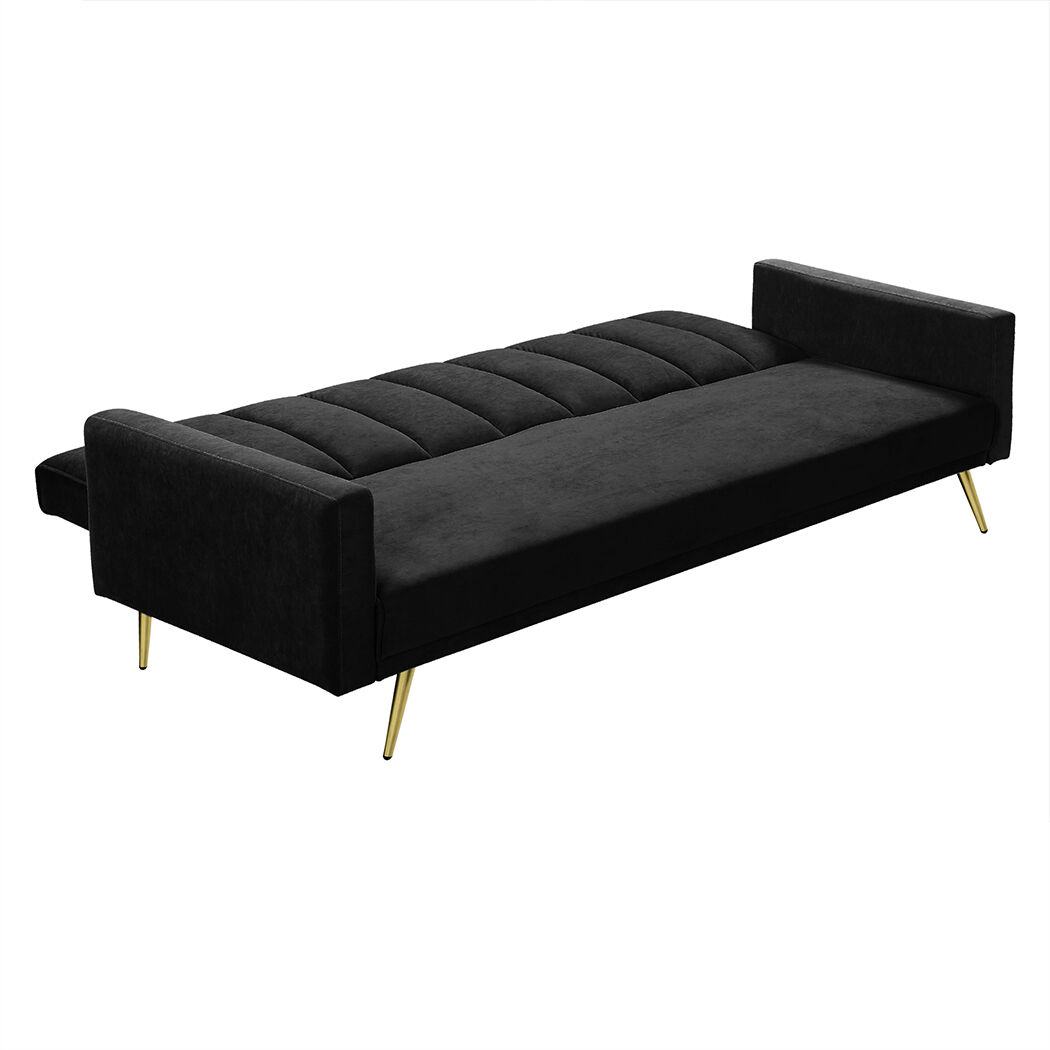 Sofa Bed Convertible Velvet Lounge Recliner Couch Sleeper 3 Seater Black Price