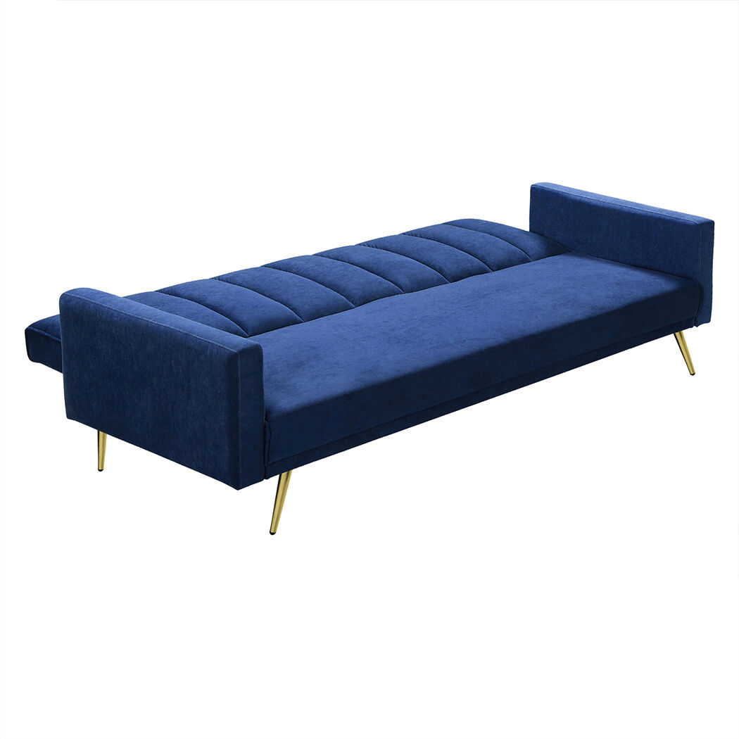 Sofa Bed Convertible Velvet Lounge Recliner Couch Sleeper 3 Seater Blue Price