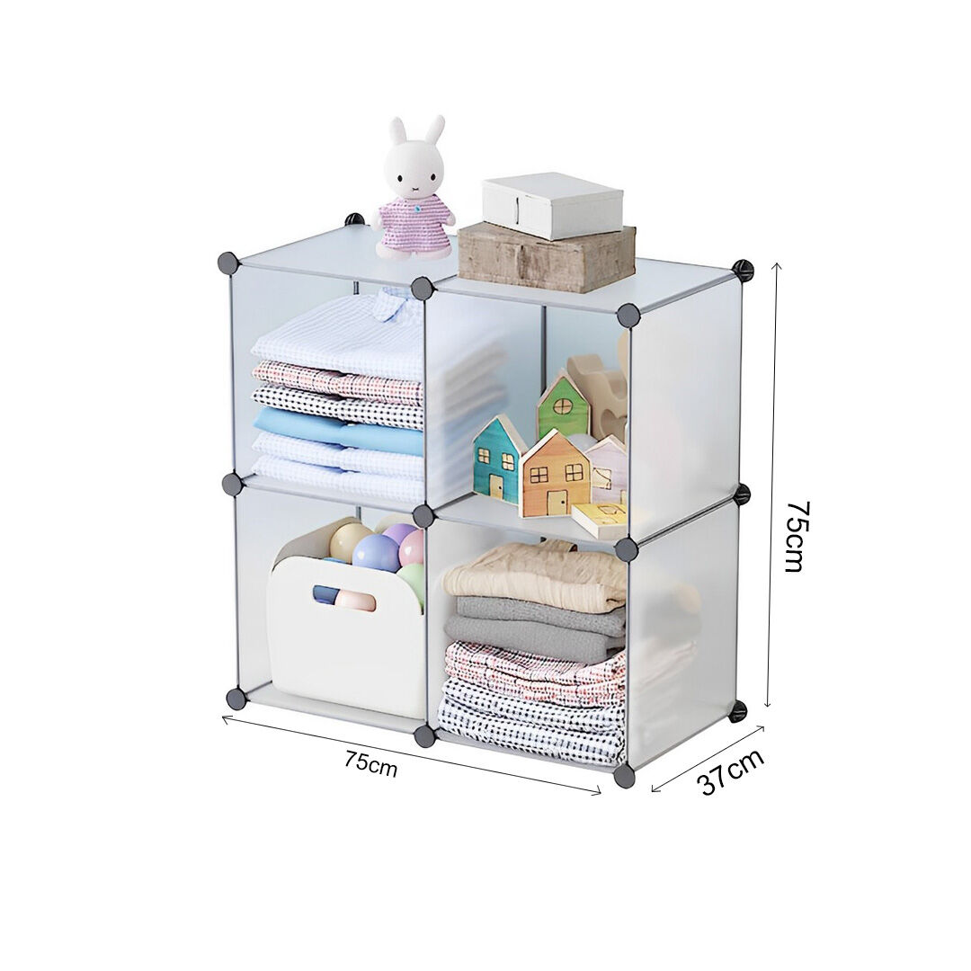 4-cube transparent shelf box portable cubby diy storage shelves modular closet organiser Price