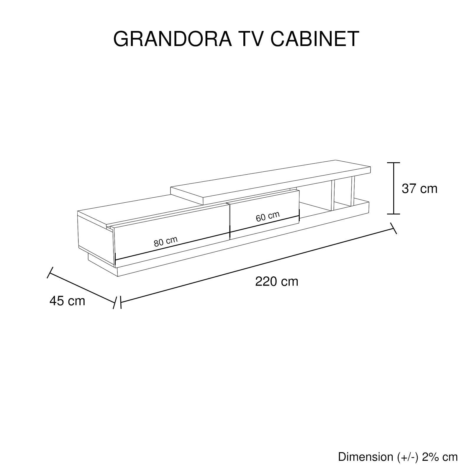 Grandora TV Cabinet Black & White Glossy Colour Price